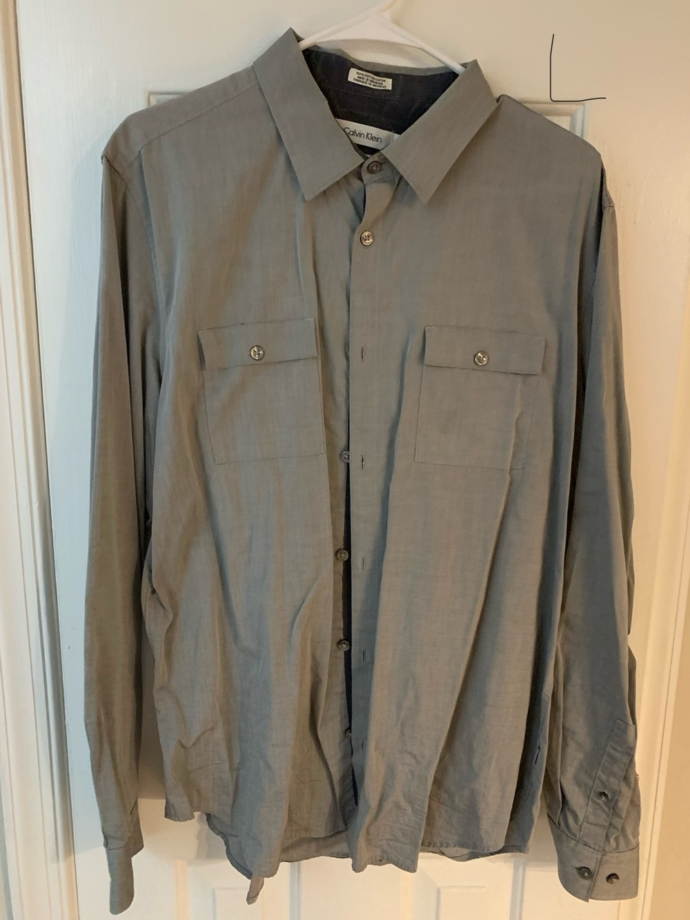 Calvin Klein Men's Light Gray Button-Front Shirt